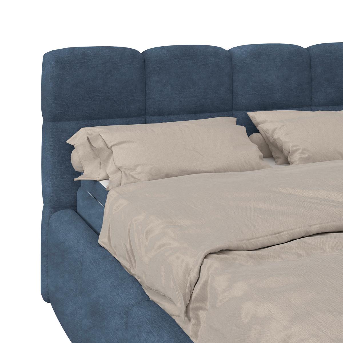 Polsterbett Noe Blau 140x200 cm - Blau/Schwarz, Trend, Textil/Metall (140/200cm)