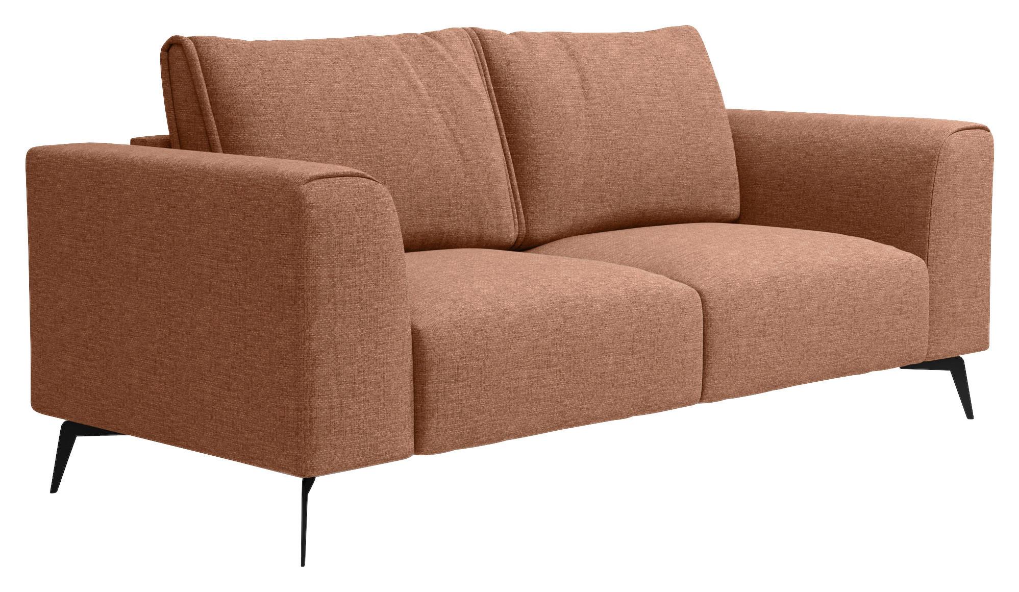 2-Sitzer-Sofa Seul Orange - Schwarz/Orange, Design, Holz/Textil (186/88/90cm) - MID.YOU
