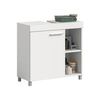 Waschbeckenunterschrank Noah Weiß B: 65cm - Silberfarben/Weiß, Trend, Holzwerkstoff (65/63/31cm) - MID.YOU