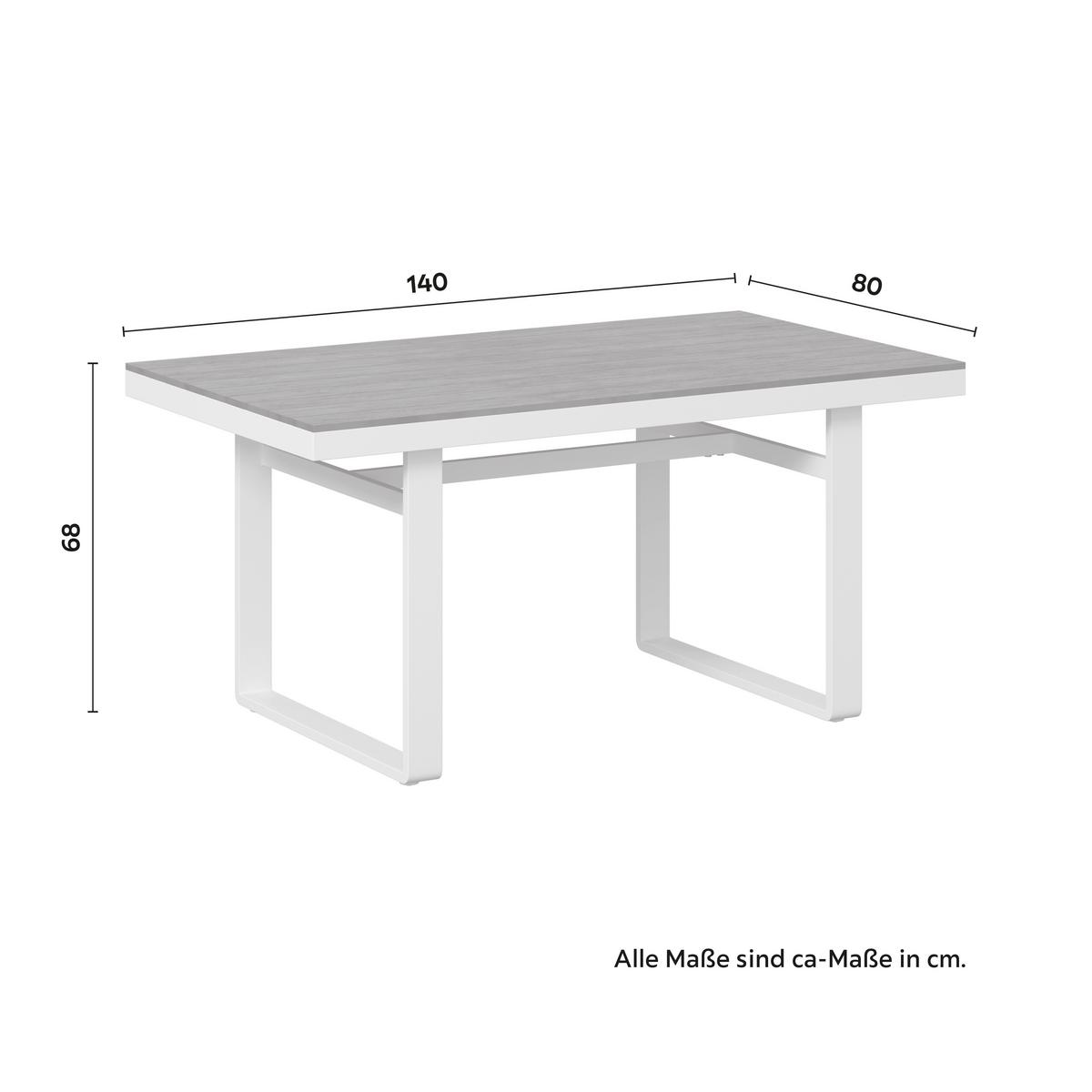 JEDÁLENSKÁ TERASOVÁ SÚPRAVA LEANDRA - biela/svetlosivá, Modern, kov/textil (288/253cm) - Bessagi Garden