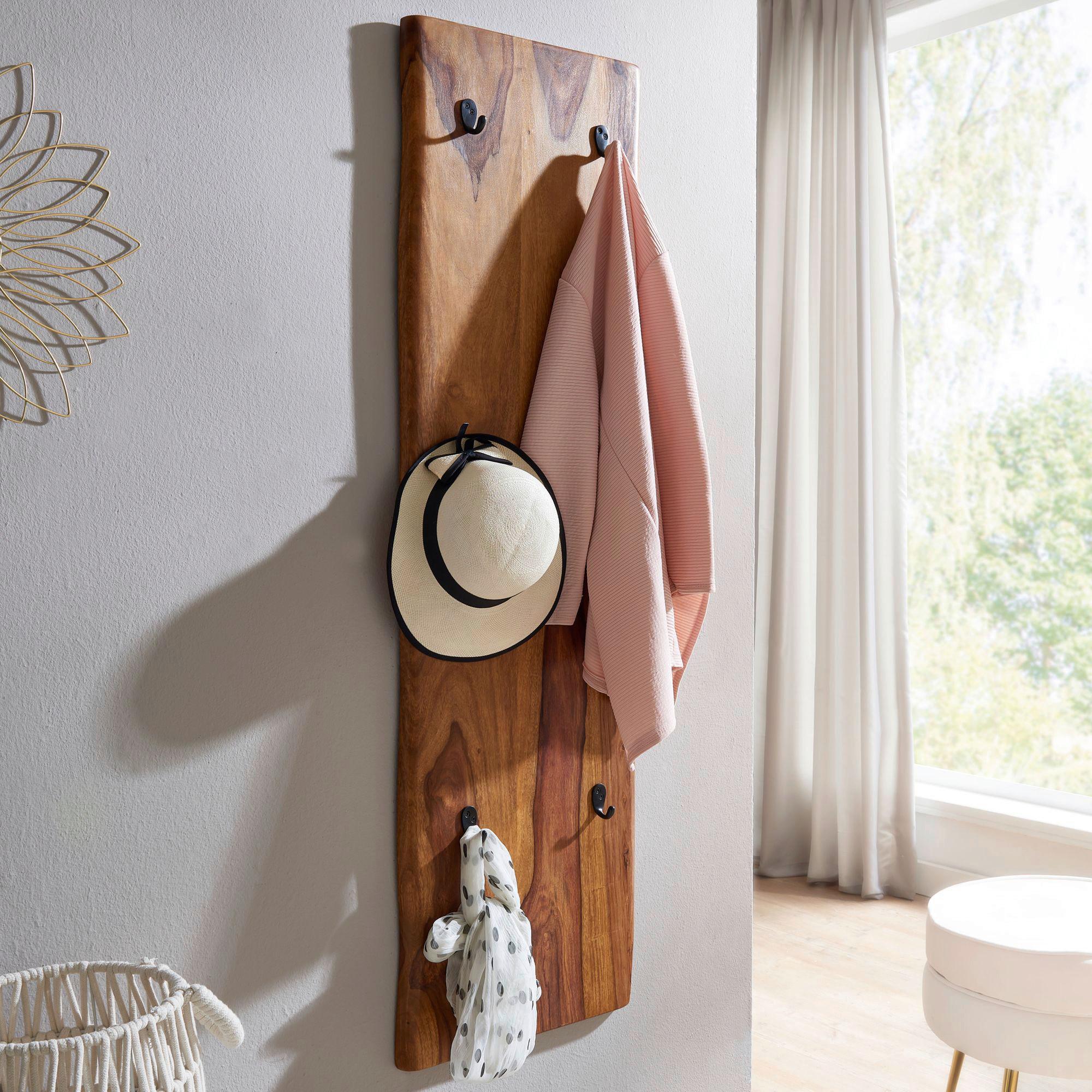 Wandgarderobe Wohnling Sheesham B: 40 cm - Sheeshamfarben, MODERN, Holz (40/140/7cm) - MID.YOU