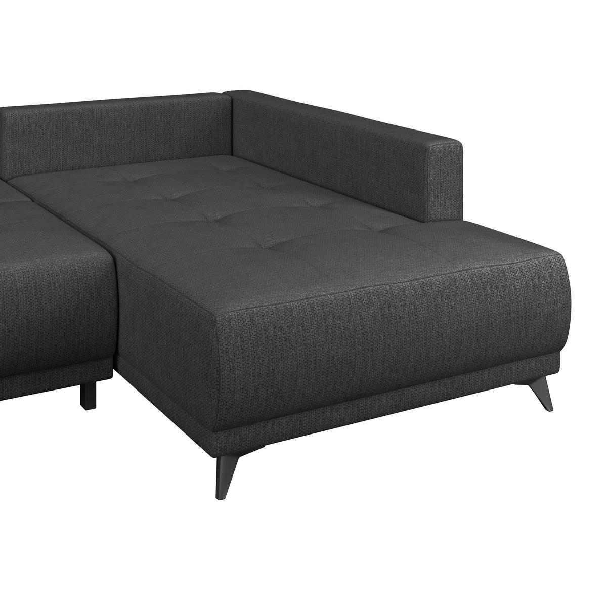 Rohová sedačka TEXAS, pravá, antracitová - černá/šedavě hnědá, Konvenční, dřevo (259/203cm) - Based
