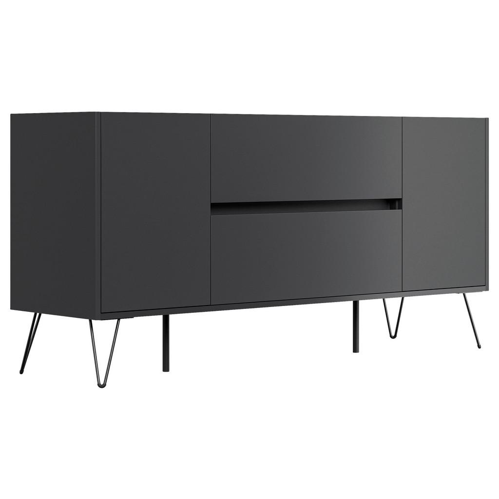 Sideboard Posseik Industrial Graphitfarben/Eiche B: 155 cm