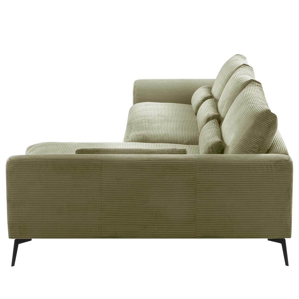Ecksofa Berlin Cord Olivgrün 313x172 cm - Schwarz/Olivgrün, Design, Textil (313/172cm) - P & B