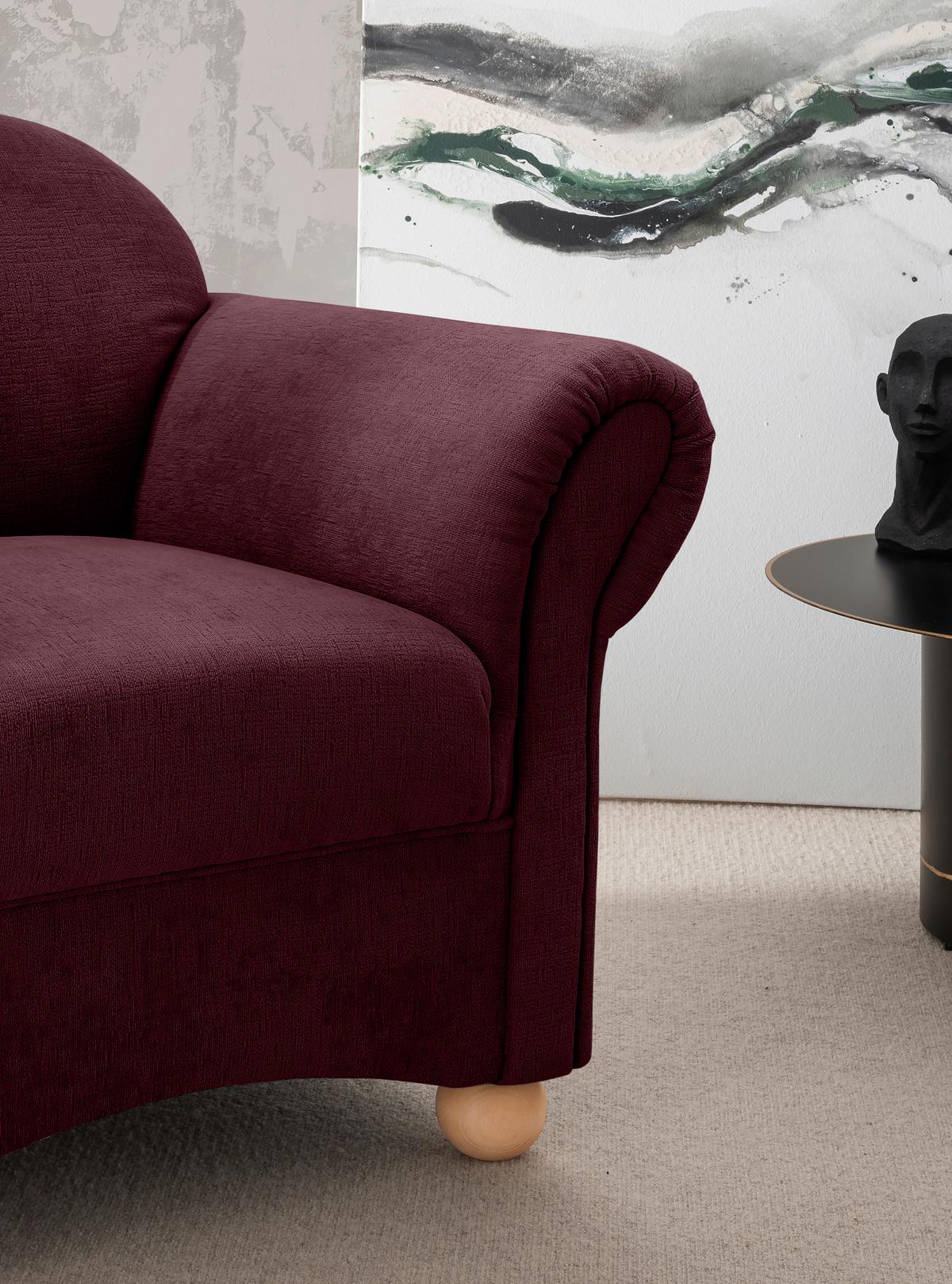 Sessel Torello Bordeaux B: 90cm - Wildeiche/Bordeaux, KONVENTIONELL, Textil (90/84/80cm) - Livetastic