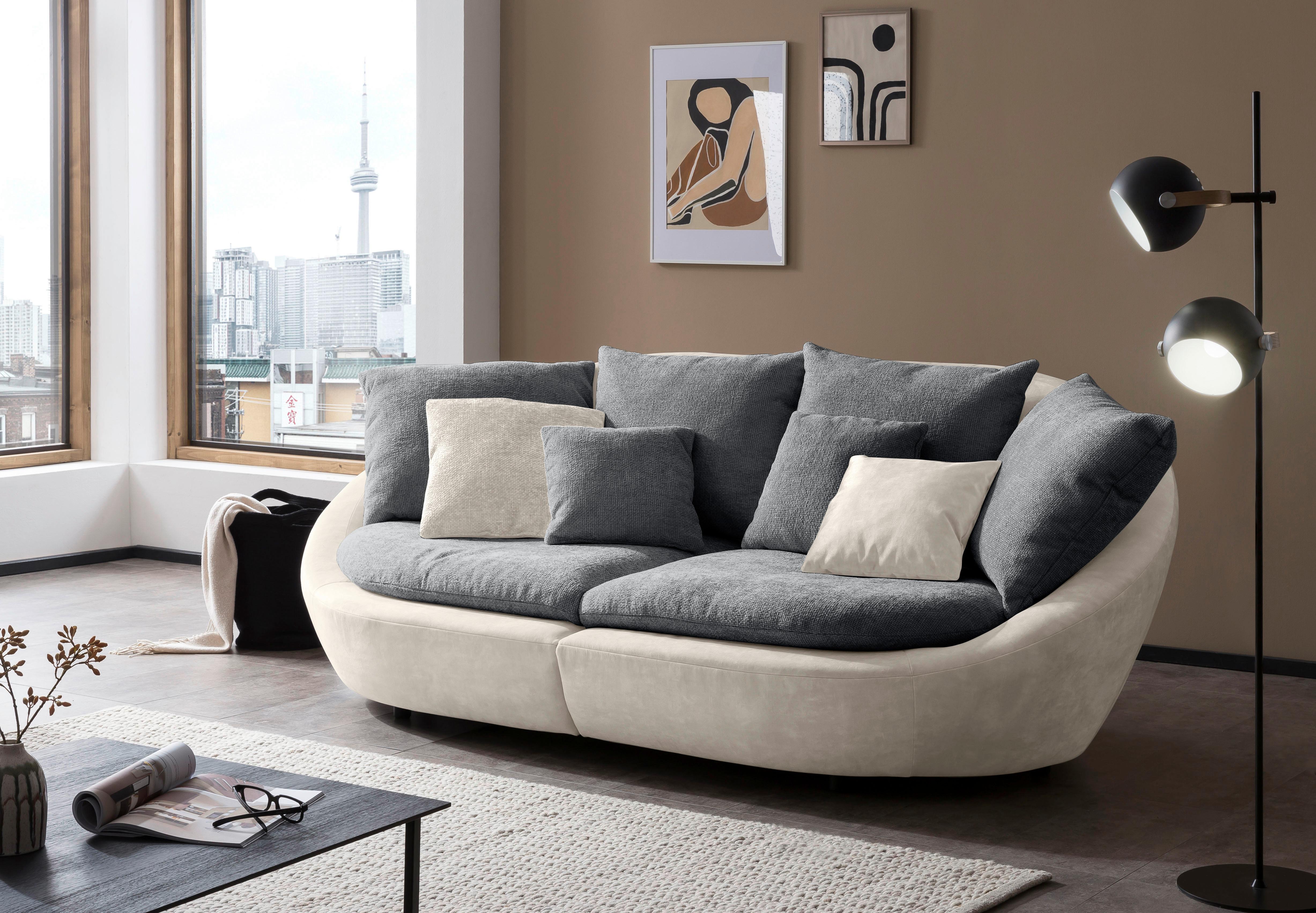Bigsofa Maui - Anthrazit/Beige, MODERN, Textil (237/87/131cm) - Trendmanufaktur