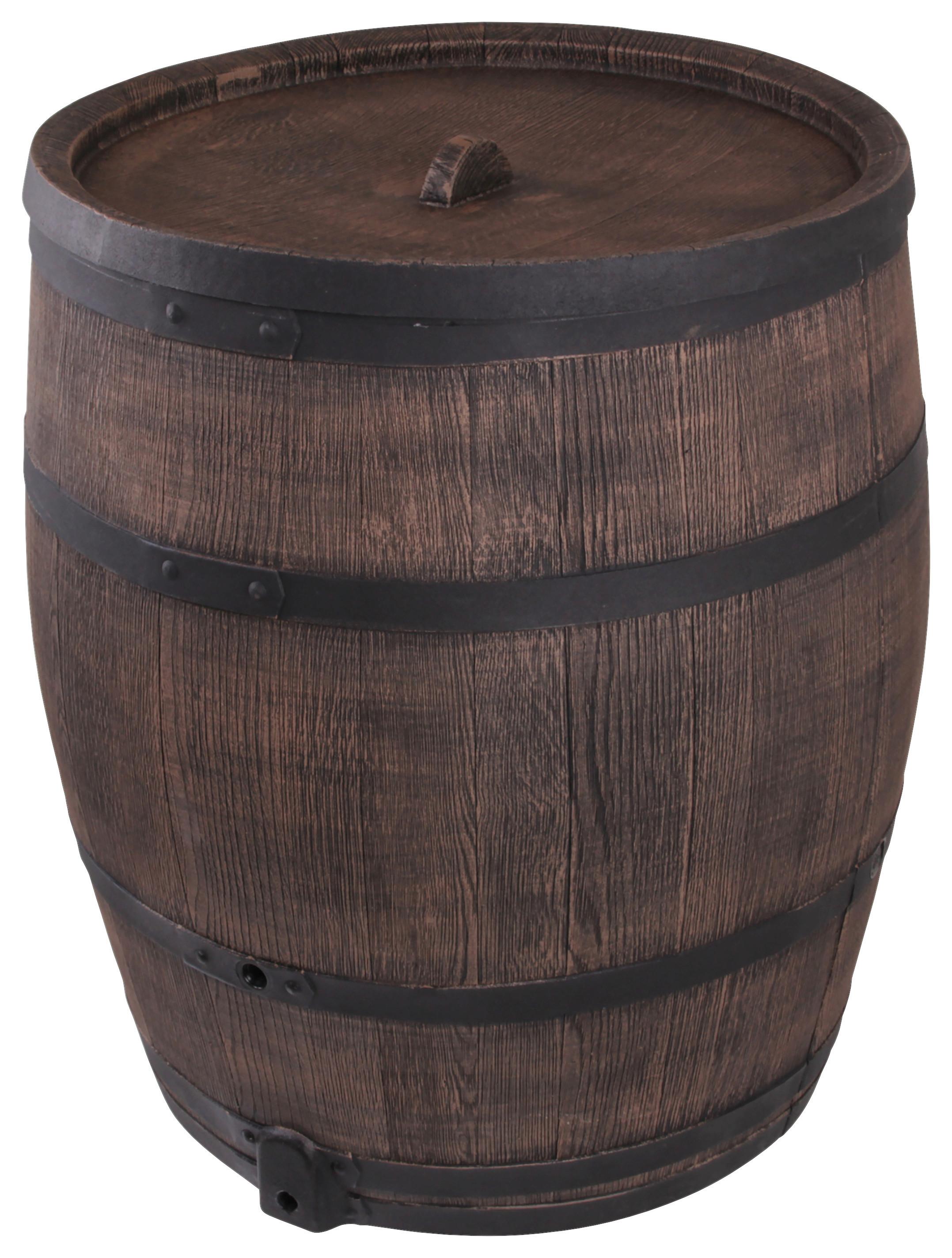 Regentonne Eichenfass Uv- Beständig mit Deckel 350 L - Schwarz/Braun, Basics, Kunststoff (88/90/88cm)