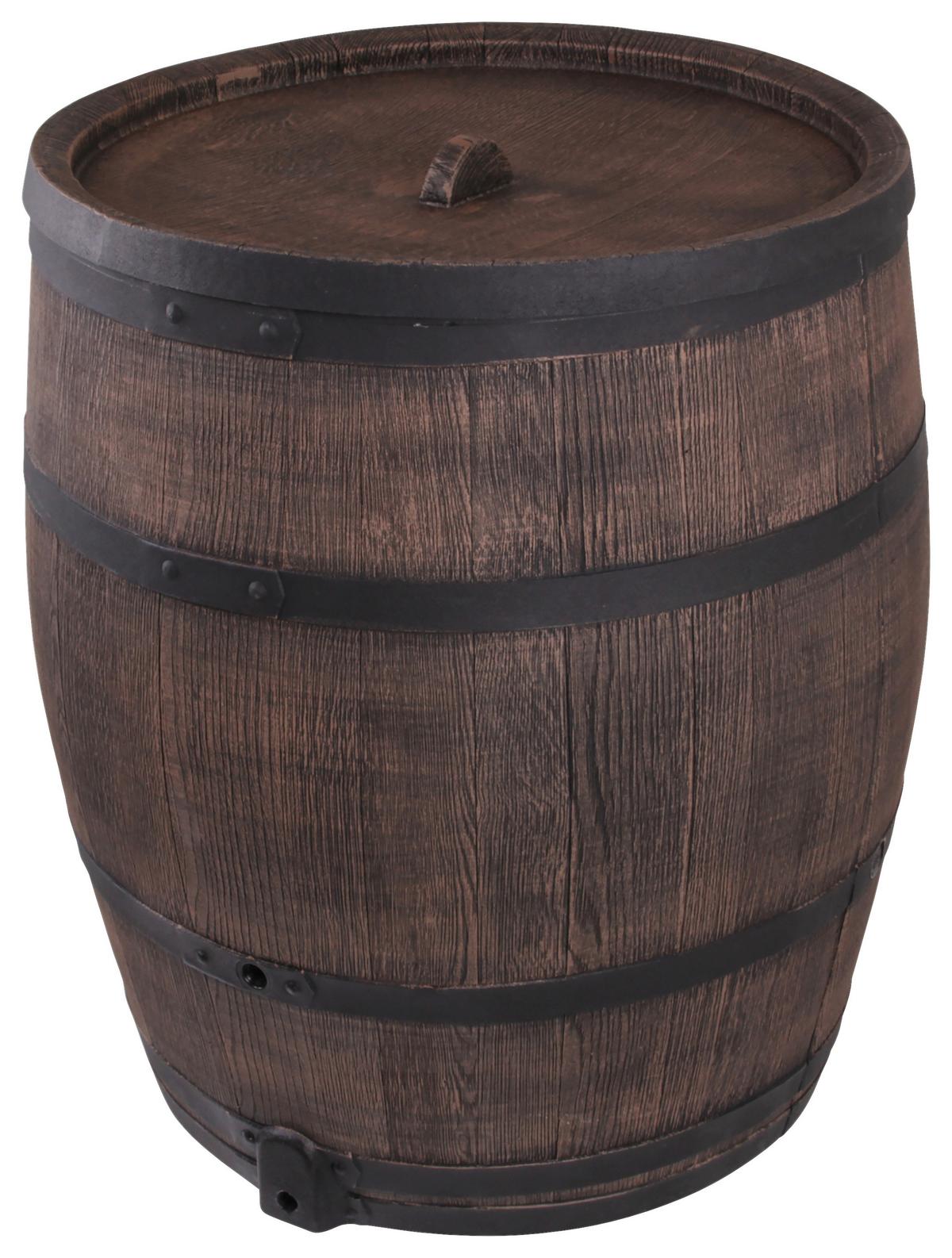 Regentonne Eichenfass Uv- Beständig mit Deckel 350 L - Schwarz/Braun, Basics, Kunststoff (88/90/88cm)