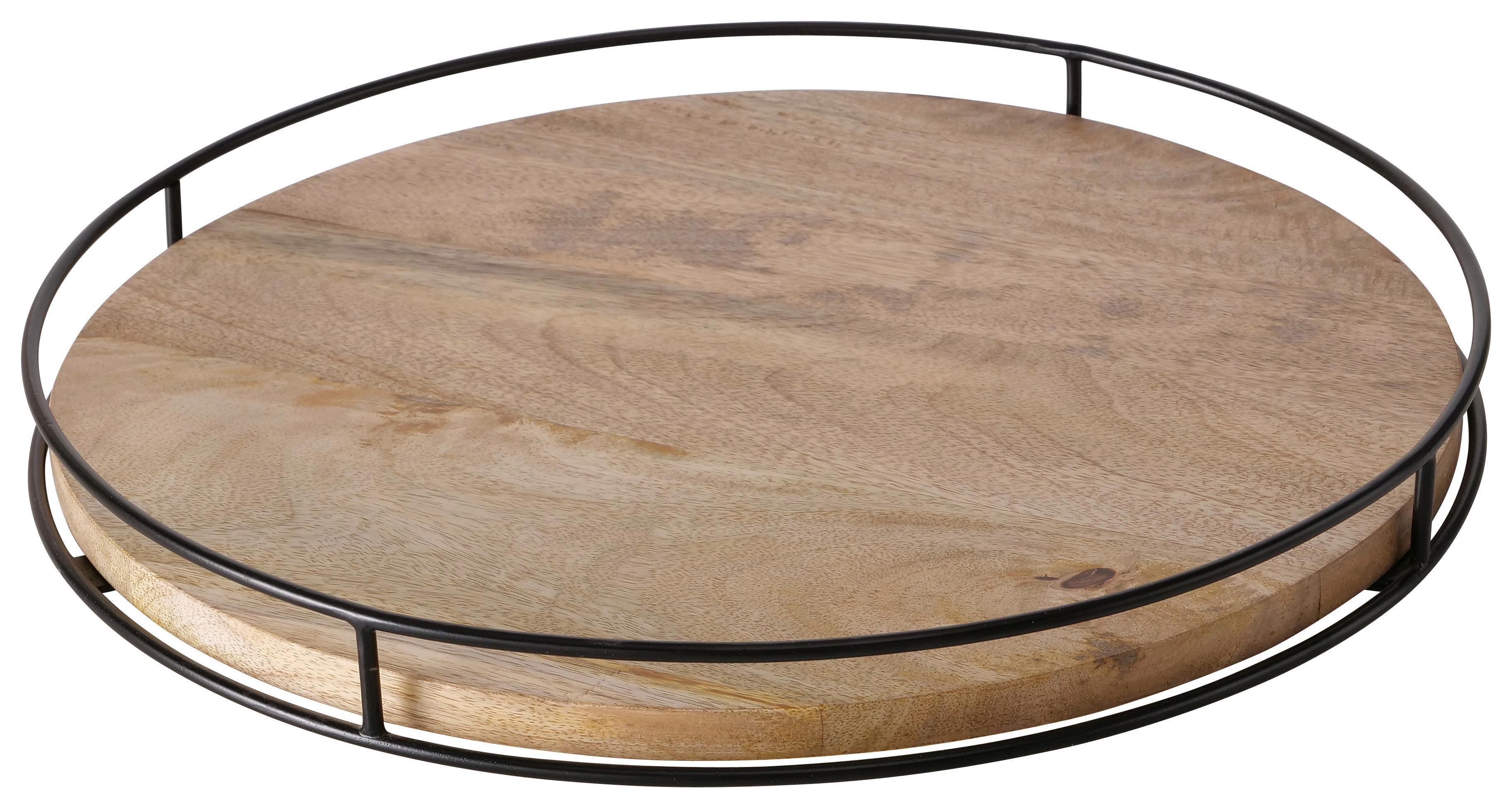 Dekorační Podnos Opura - černá/hnědá, Moderní, kov/dřevo (34/4cm) - Premium Living