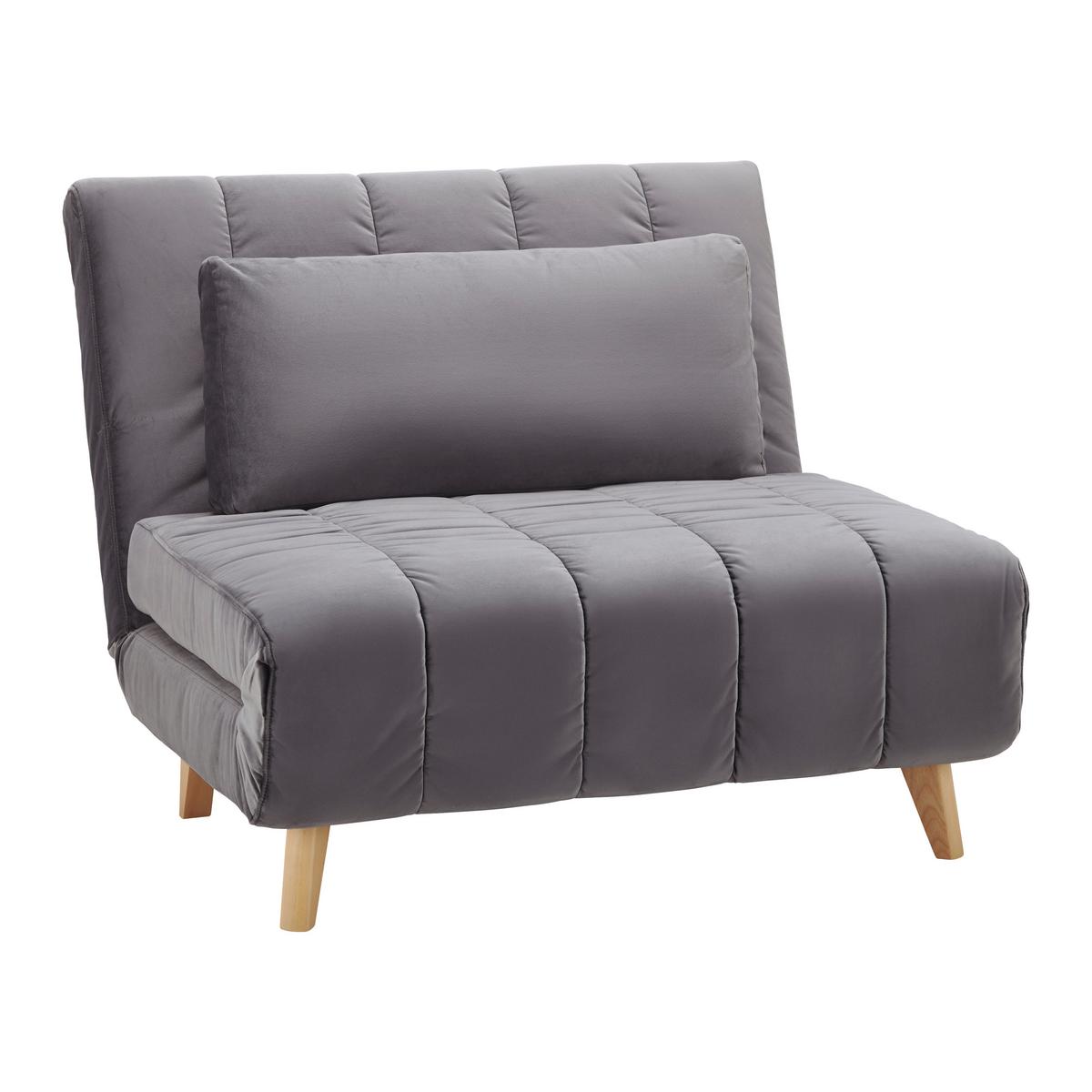 Rozkladacie kreslo Levin - sivé - sivá/prírodná farba, Modern, drevo/textil (103/94/82cm) - P & B