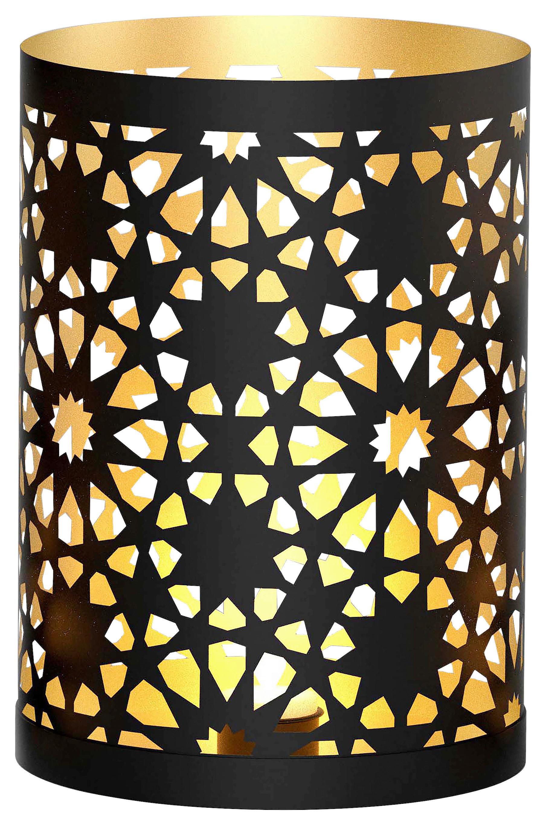 Laterne Denise - Goldfarben/Schwarz, KONVENTIONELL, Metall (10/13cm) - Luca Bessoni