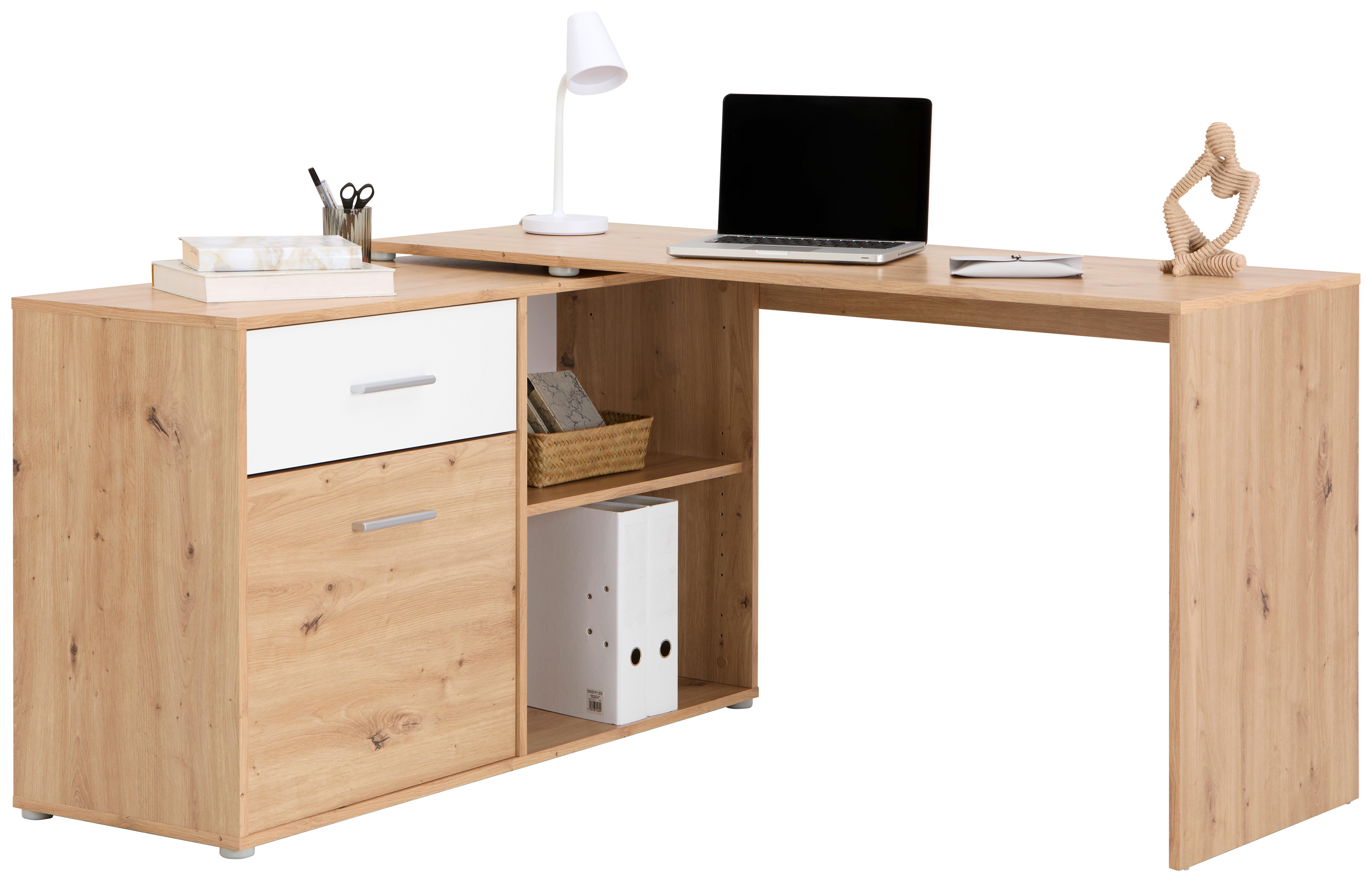 Eckschreibtisch Mit Stauraum B 138cm H 74cm Prag, Eiche Dekor