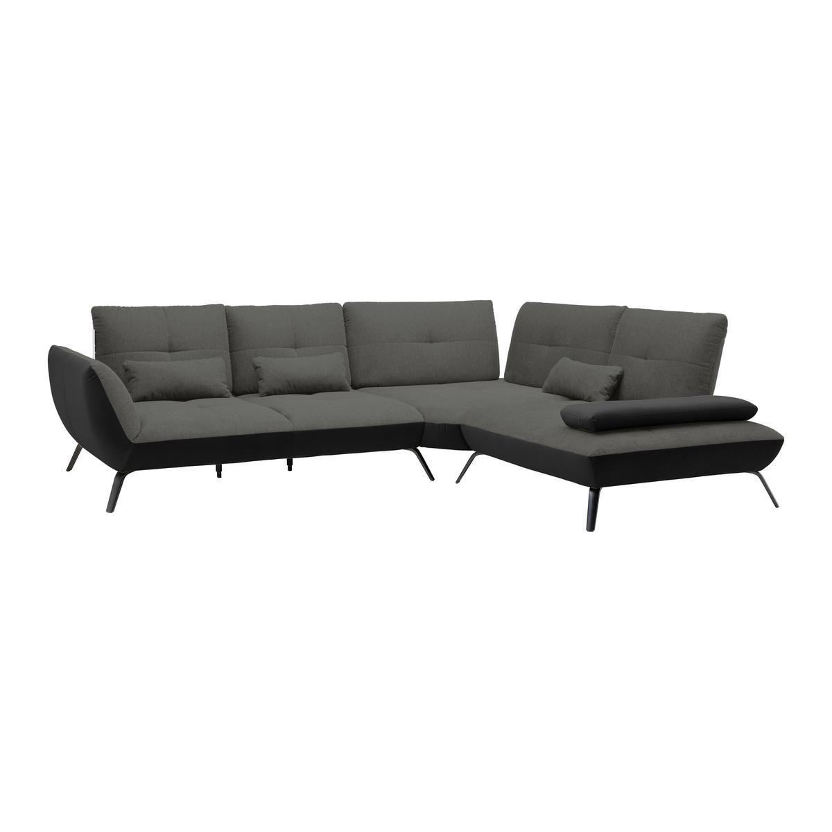 Rohová sedačka TRENDY, pravá, černá / antracitová - černá/antracitová, Moderní, kov/kompozitní dřevo (310/93/250cm) - Premium Living