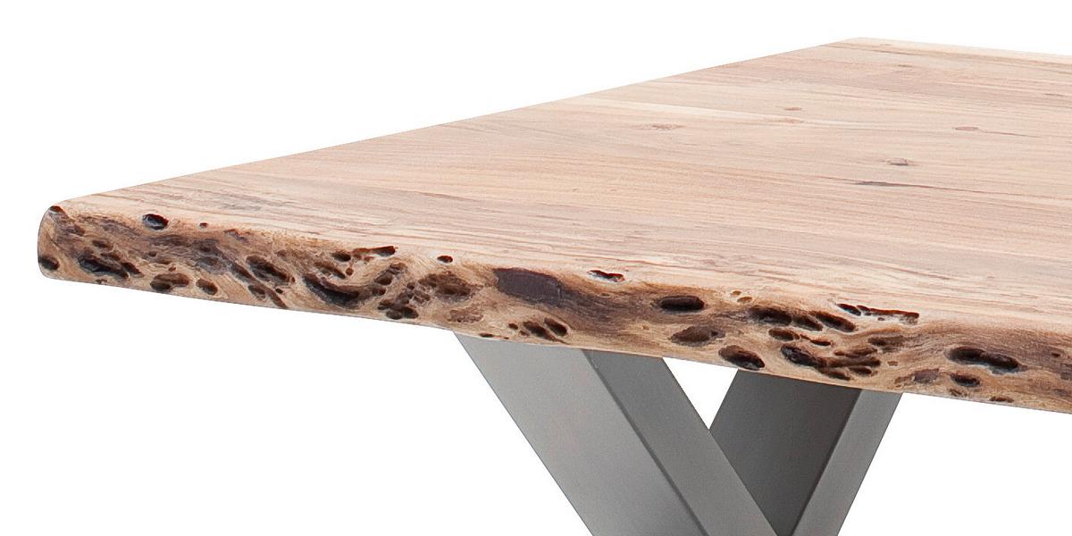 Couchtisch Holz Massiv Cartagena, Akazie - Edelstahlfarben/Akaziefarben, MODERN, Holz/Metall (75/45/75cm)