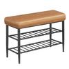 Schuhbank Schwarz, Cognac B: 80 Cm - Cognac/Schwarz, Trend, Textil/Metall (80/50/30cm) - MID.YOU