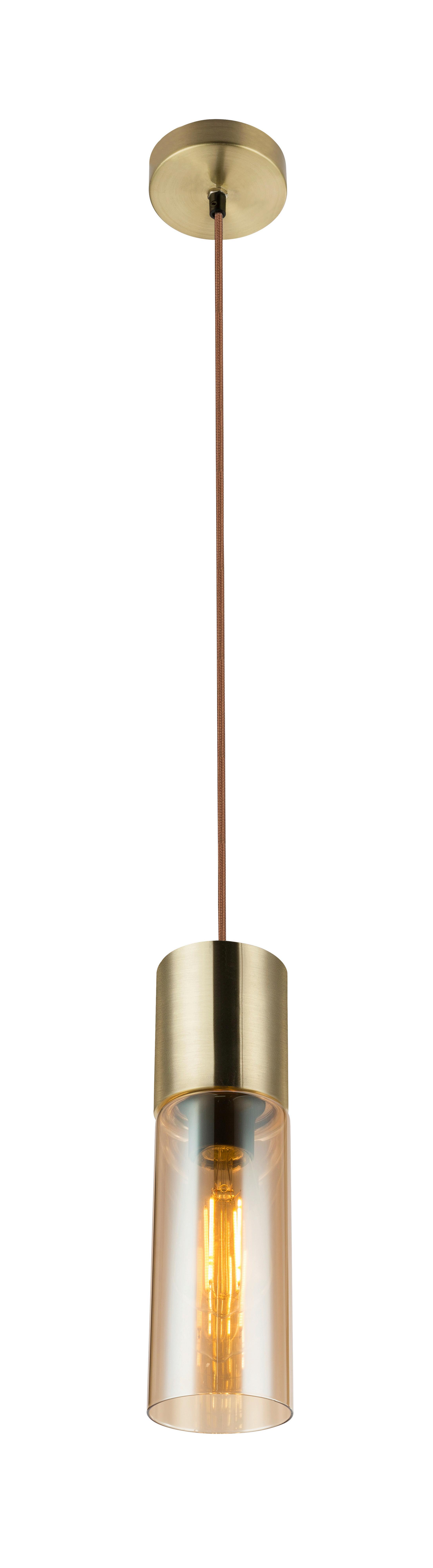 Hängeleuchte H: 152,5 cm 1-Flammig, Messing/ Glas - Messingfarben, KONVENTIONELL, Glas/Metall (10,5/152,5cm) - Globo