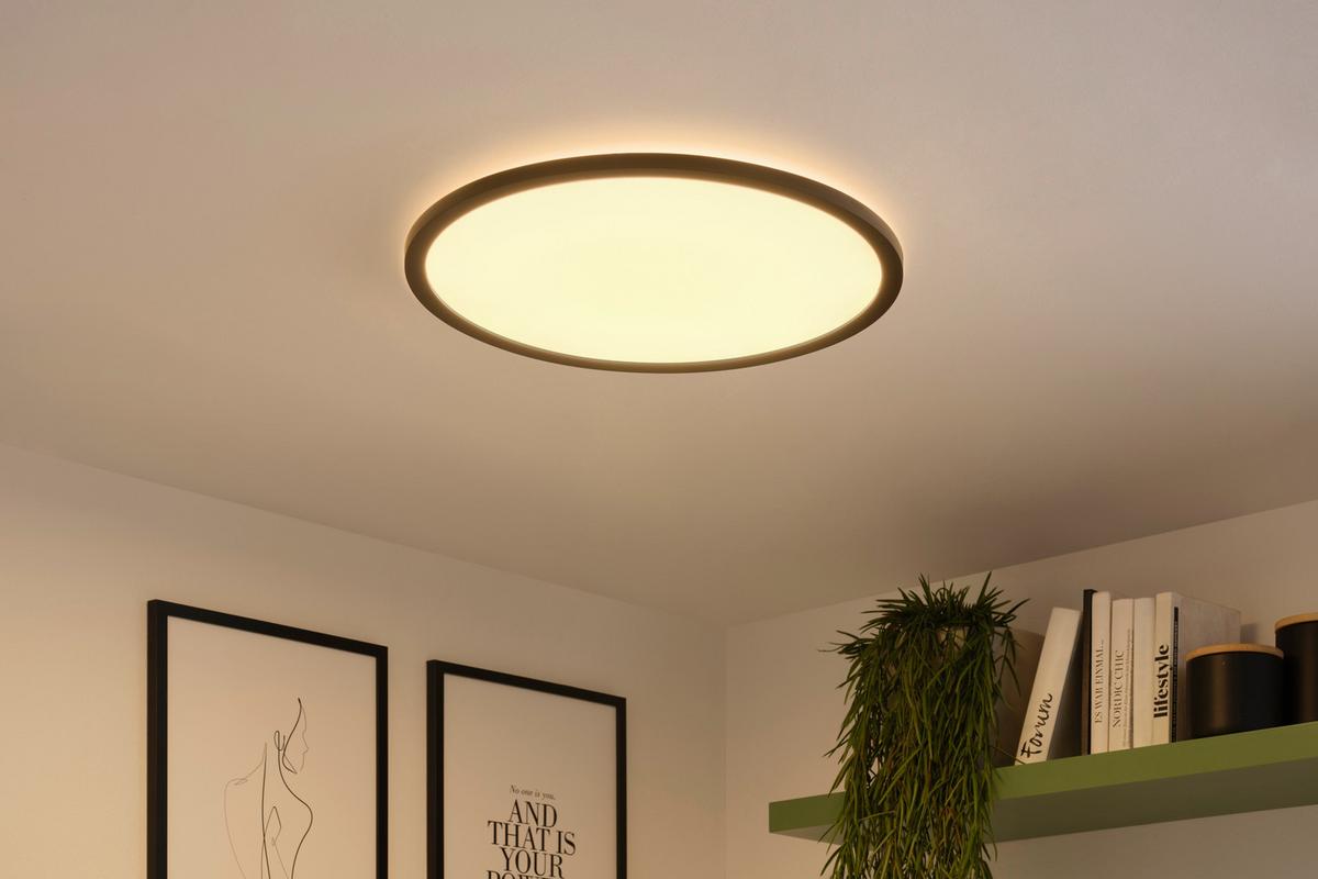 KOUPELNOVÉ STROPNÍ SVÍTIDLO Ulol,P/V: ca. 42/2,5 cm,IP44 - bílá/černá, Konvenční, plast (42/2,5cm) - Mömax