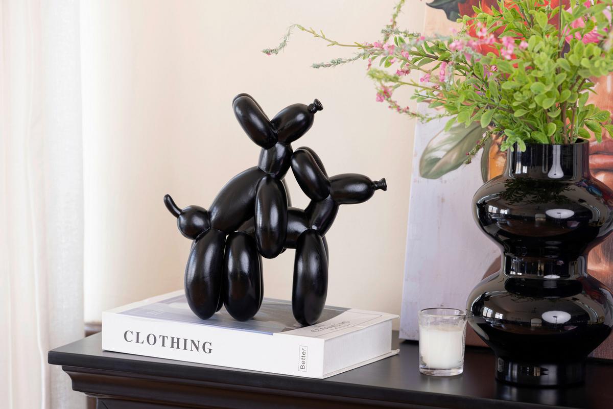 Dekohund Katja - Schwarz, KONVENTIONELL, Kunststoff (24/10,5/24cm) - Luca Bessoni