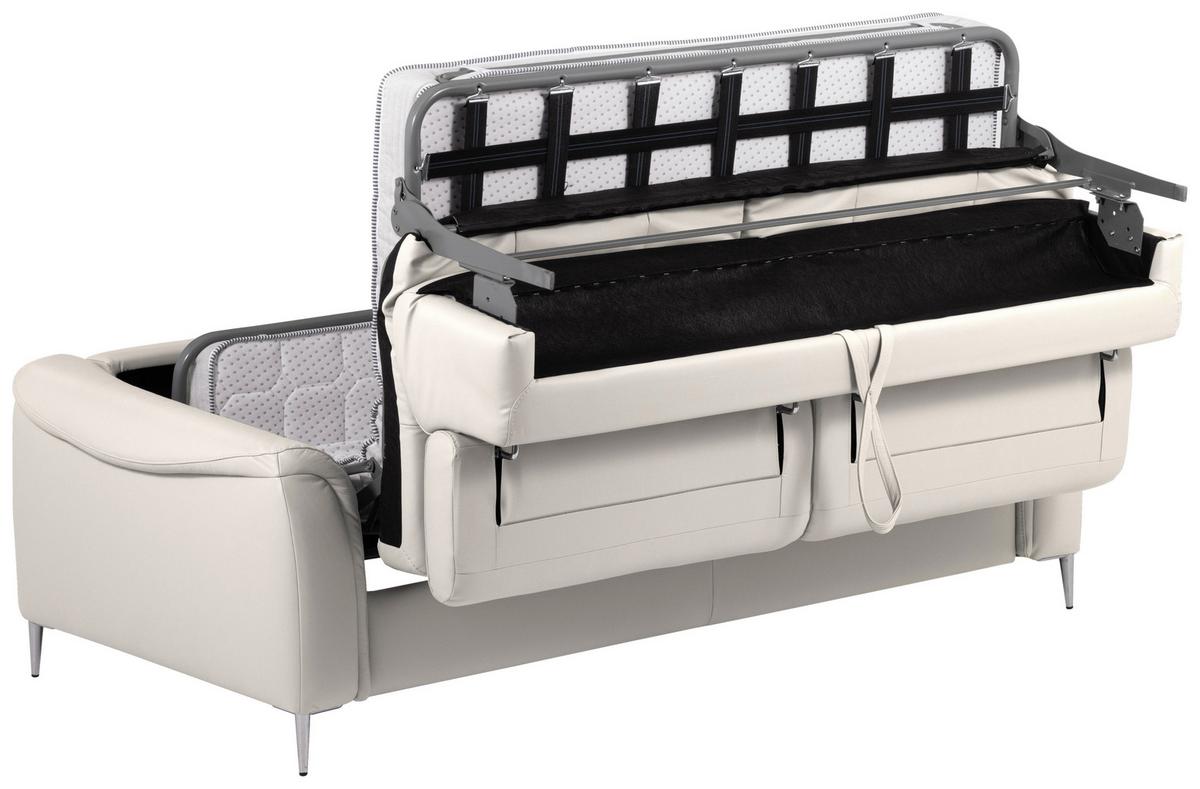 Schlafsofa Pafos Grau Lederlook, Rindsleder B: 203cm - Grau, Design, Leder/Textil (203/77-98/103cm) - MID.YOU