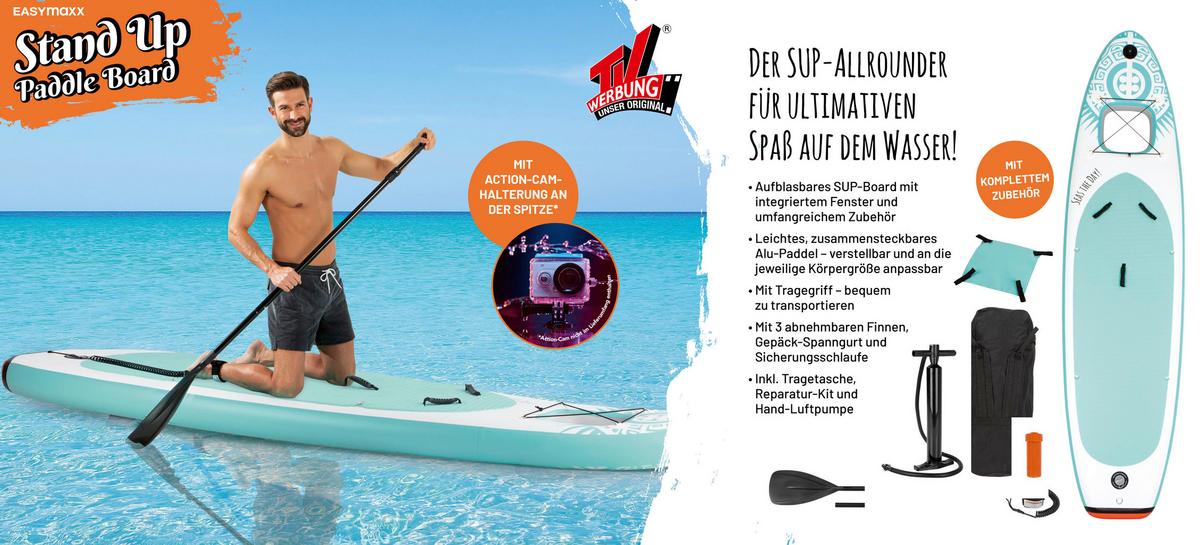 Stand-Up Paddle Aufblasbar Orange/Türkis/Weiß - Türkis/Orange, Basics, Kunststoff (385/81/15cm)