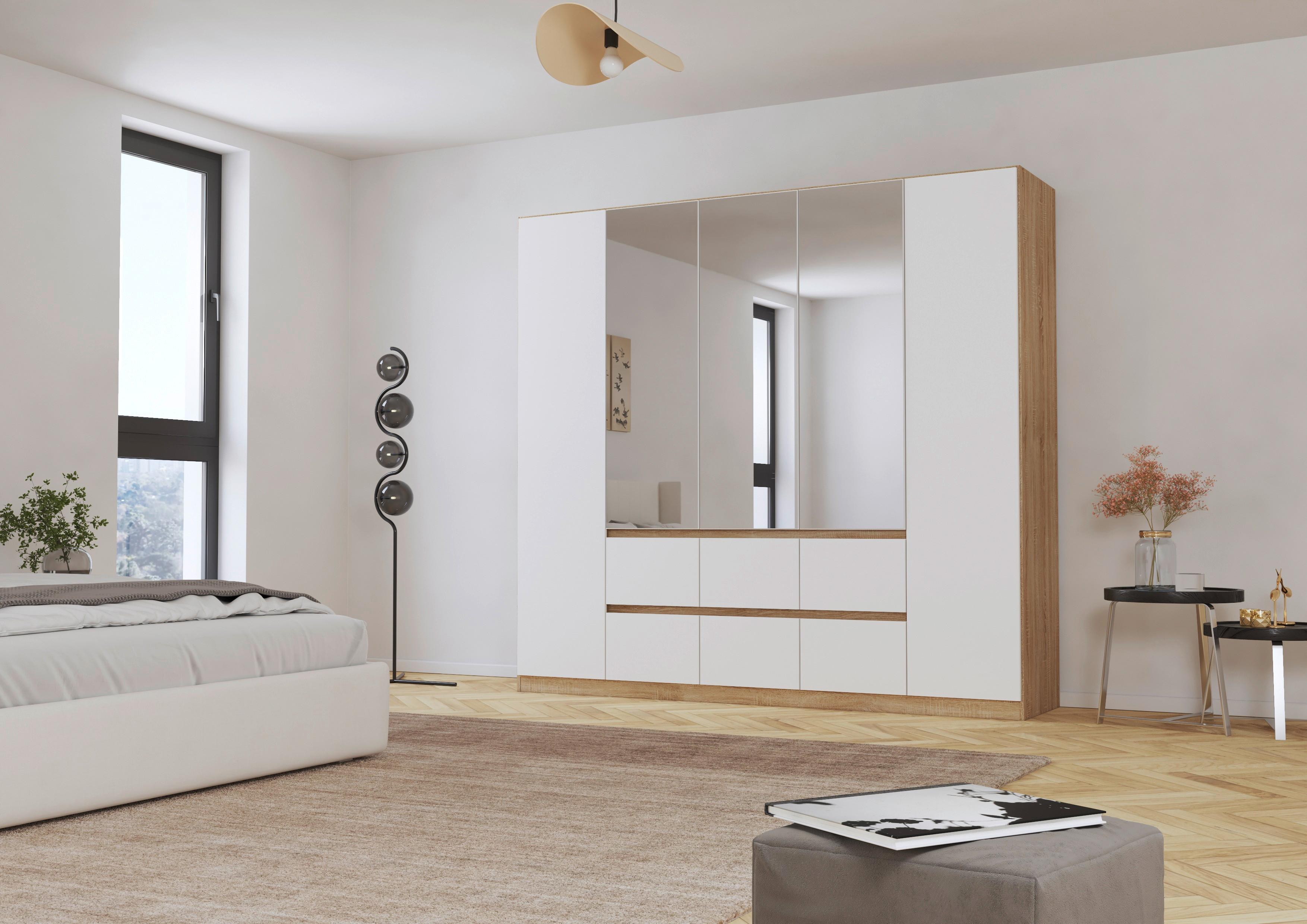 Drehtürenschrank Mainz Eichefarben B: 226 cm - Eichefarben/Weiß, Basics, Holzwerkstoff (226/210/54cm) - Rauch Möbel
