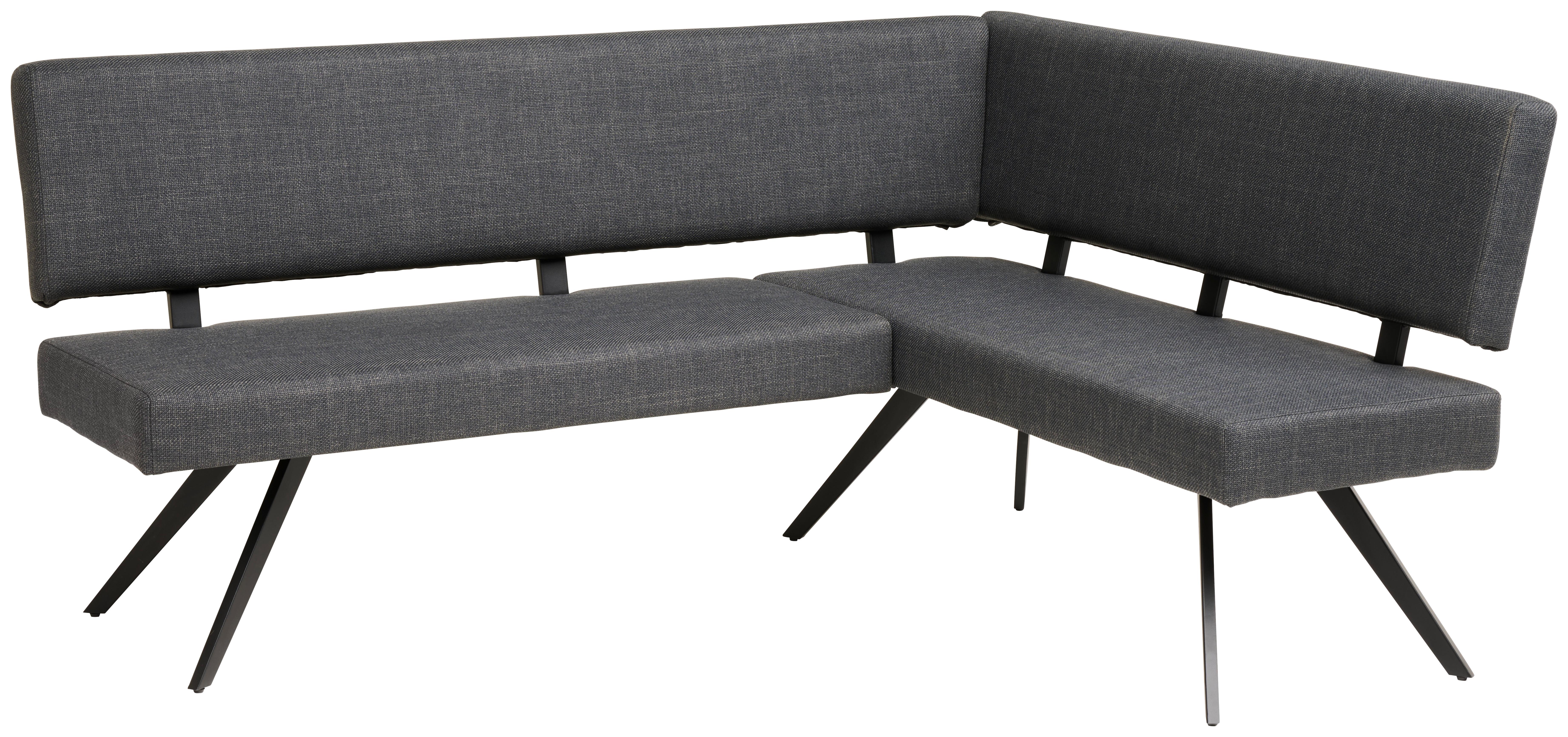 Eckbank Andros - Dunkelgrau/Schwarz, KONVENTIONELL, Textil/Metall (190/150cm) - MID.YOU