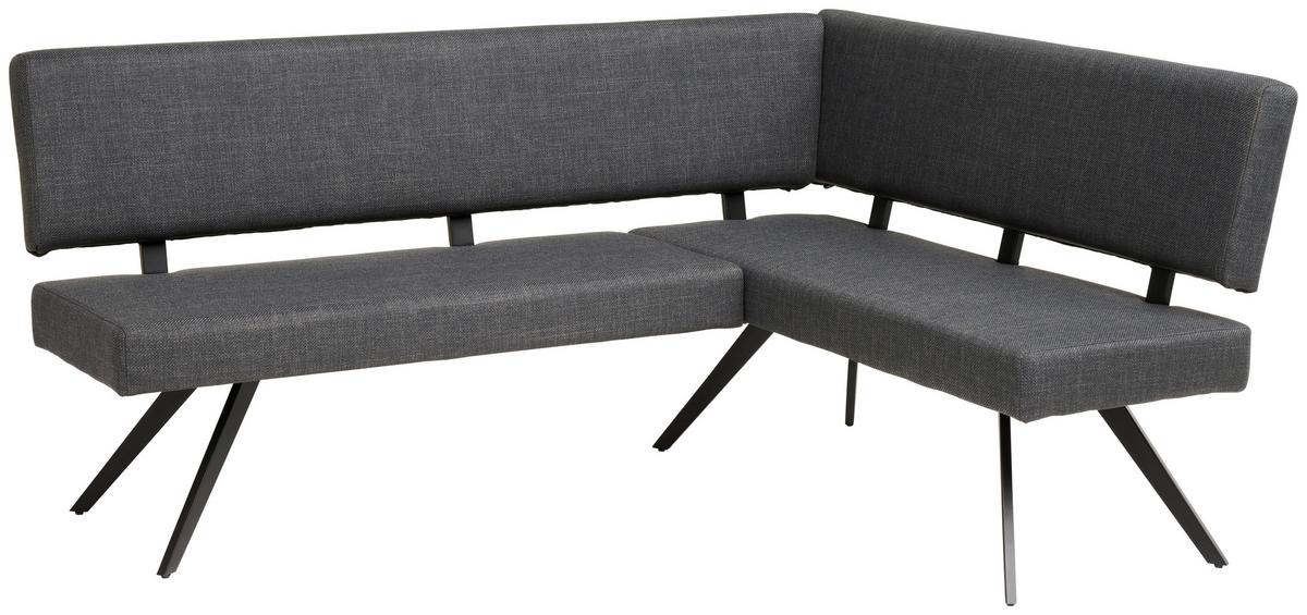 Eckbank Andros - Dunkelgrau/Schwarz, KONVENTIONELL, Textil/Metall (190/150cm) - MID.YOU