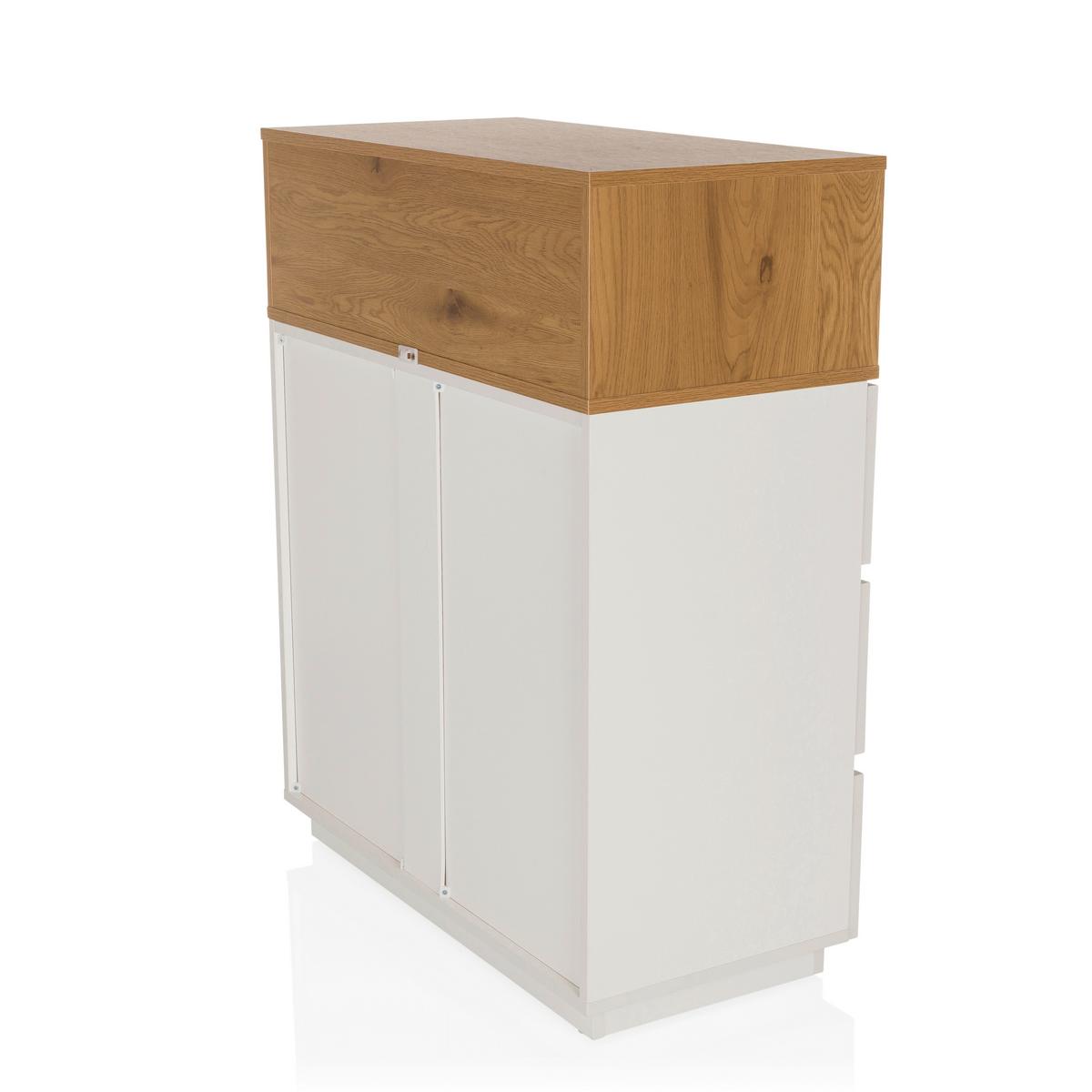 Kommode Melmo K Weiß/eichefarben B: 80 Cm - Eichefarben/Weiß, MODERN, Holzwerkstoff (80/100/40cm) - MID.YOU