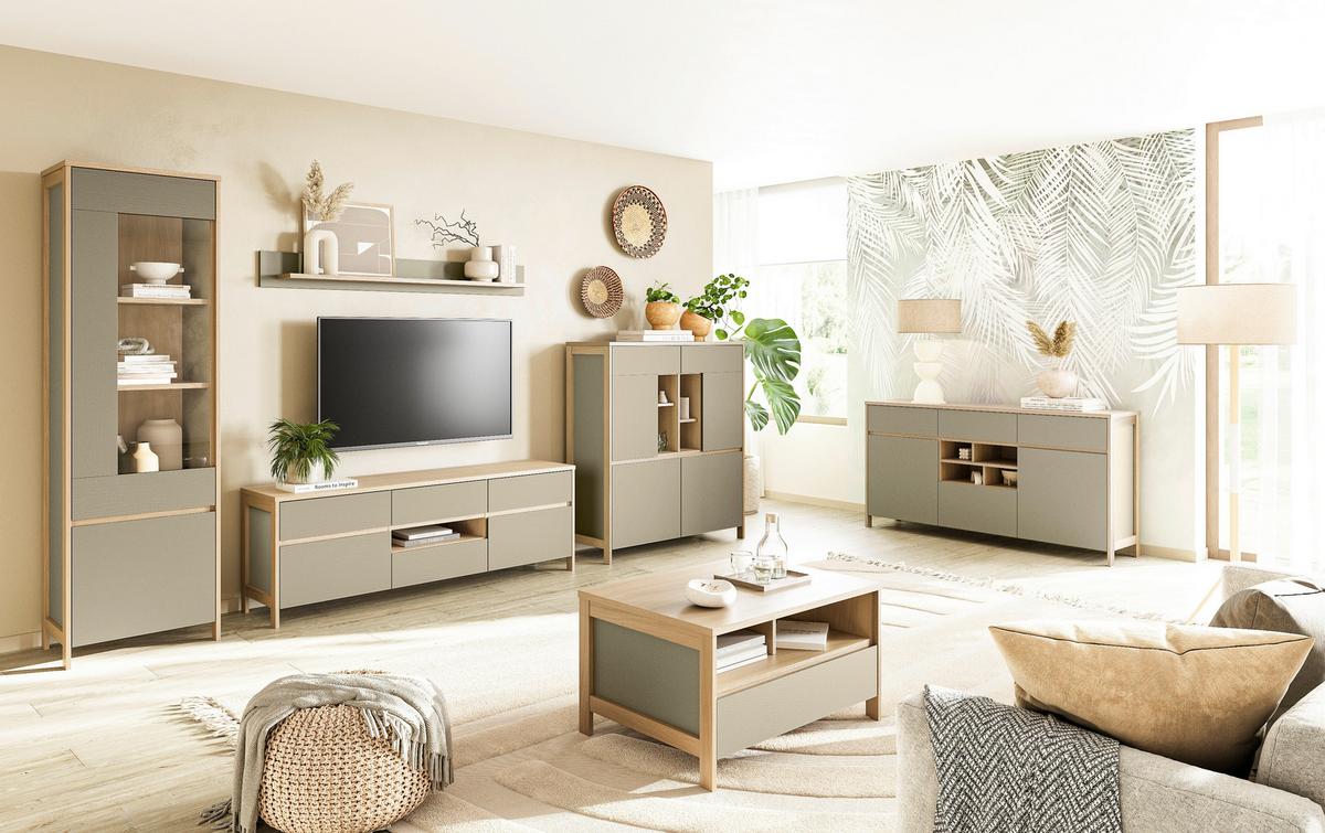 Sideboard Stranda Eukalyptus/Holzfarben B: 164cm - Eichefarben/Eukalyptusholzfarben, Design, Holzwerkstoff (164/85/39cm) - MID.YOU