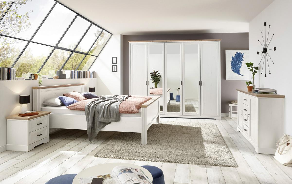 Drehtürenschrank Mit Spiegel 264cm Jasmin, Weiß - Weiß/Eiche Artisan, LIFESTYLE, Holzwerkstoff (264/220/64cm)