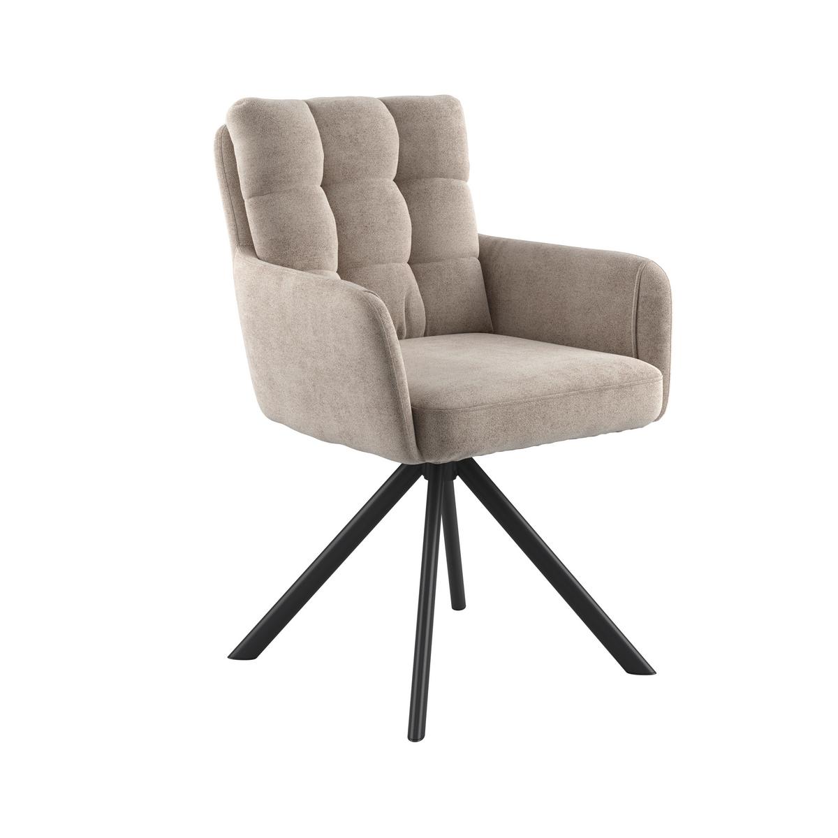 Armlehnstuhl Susan Braun Schwarz/Sitzfläche 360°drehbar - Schwarz/Braun, KONVENTIONELL, Holz/Textil (59/90/66cm)