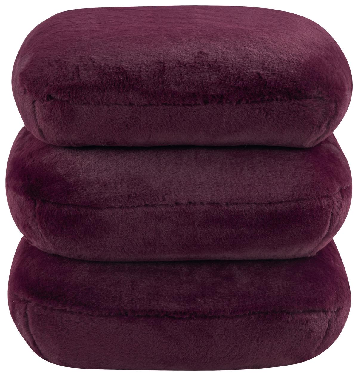 Dizajnová taburetka VICKY, bordová umelá kožušina - bordová, Modern, kov/drevo (54/54/44cm) - Premium Living