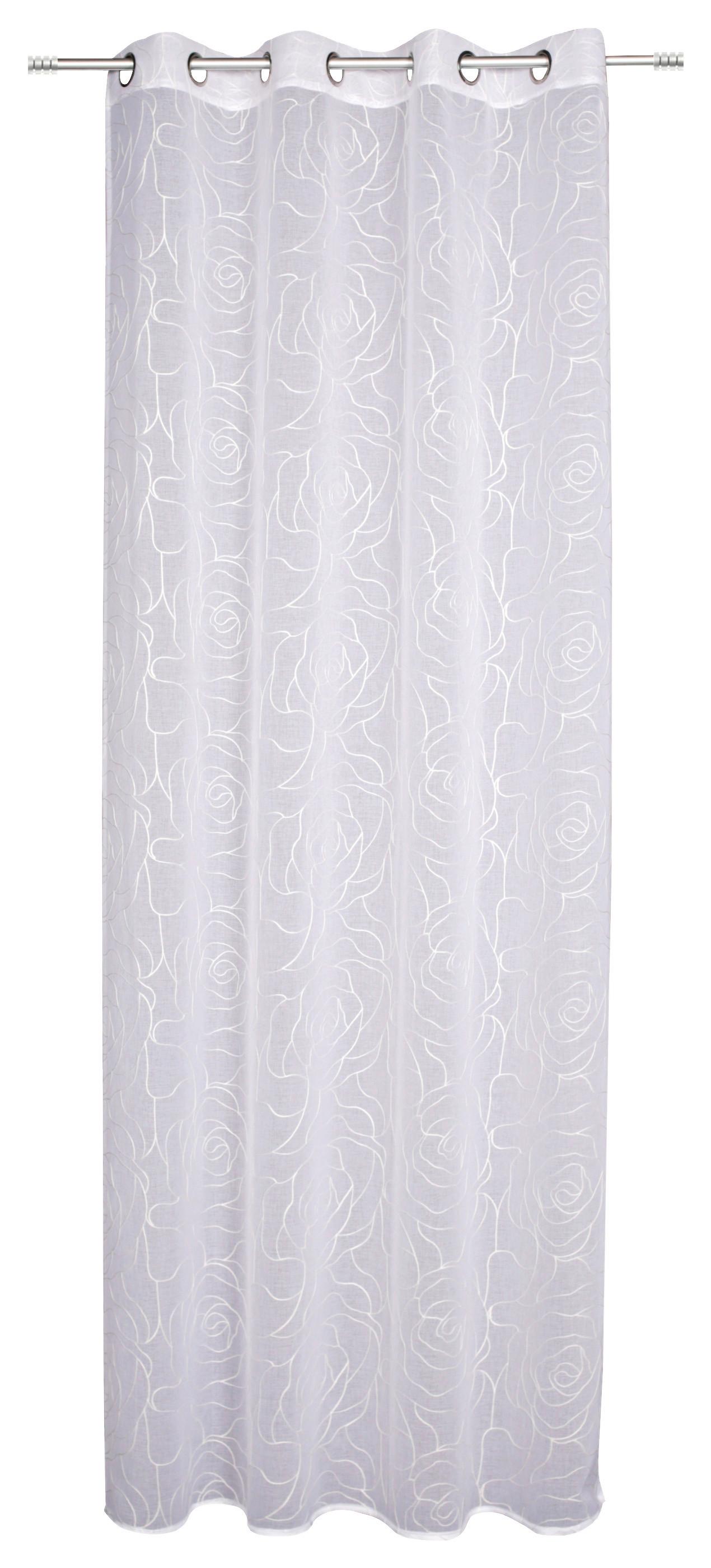 Vorhang Mit Ösen Laurena 140x245 Cm Weiß - Weiß, MODERN, Textil (140/245cm) - Luca Bessoni