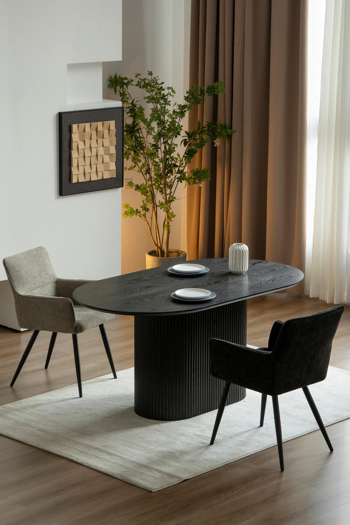 Armlehnstuhl-Set Finn - Hellbraun/Schwarz, LIFESTYLE, Holz/Textil (54/82/60cm) - MID.YOU