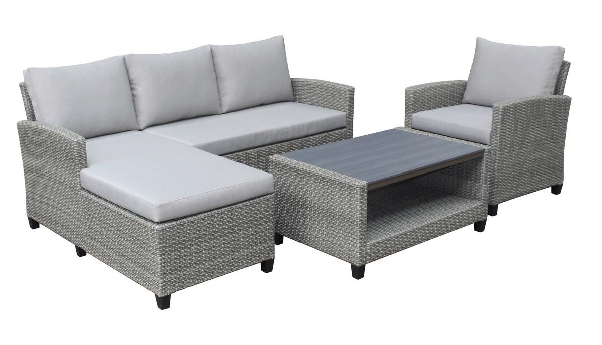 TERASOVÁ SEDACIA SÚPRAVA DANI - sivá/svetlosivá, Modern, kov/kompozitné drevo - Mömax