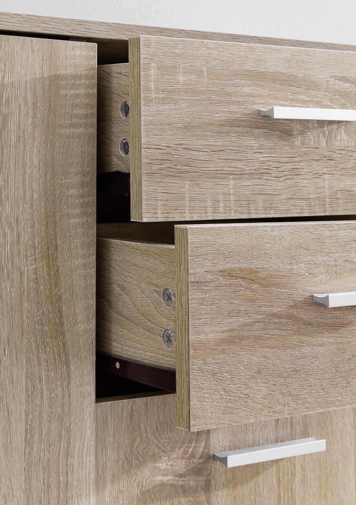 Komoda sonoma dub - barvy dubu/černá, Konvenční, kov/kompozitní dřevo (107/79/35cm) - MID.YOU