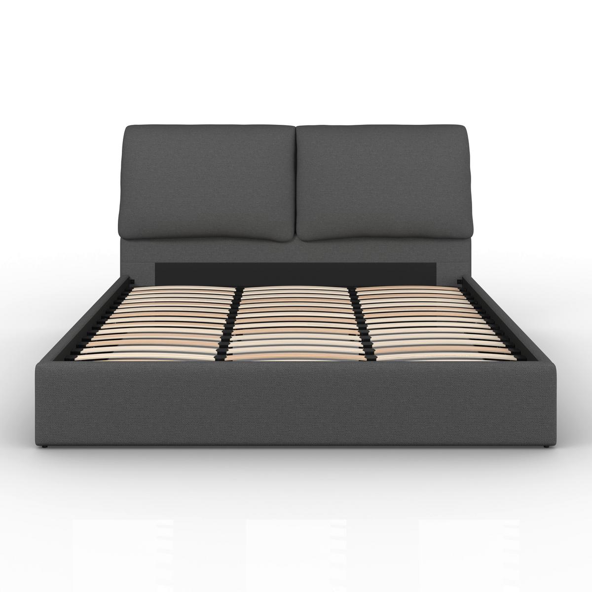 Čalúnená posteľ PERLA 180x200 cm, tmavosivá - čierna/prírodná farba, Modern, drevo/textil (180/200cm) - Bessagi Home