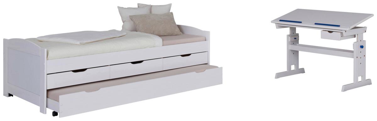 EINZELZIMMER Baru Weiß 2-teilig - Blau/Hellrosa, MODERN, Holz/Holzwerkstoff - MID.YOU