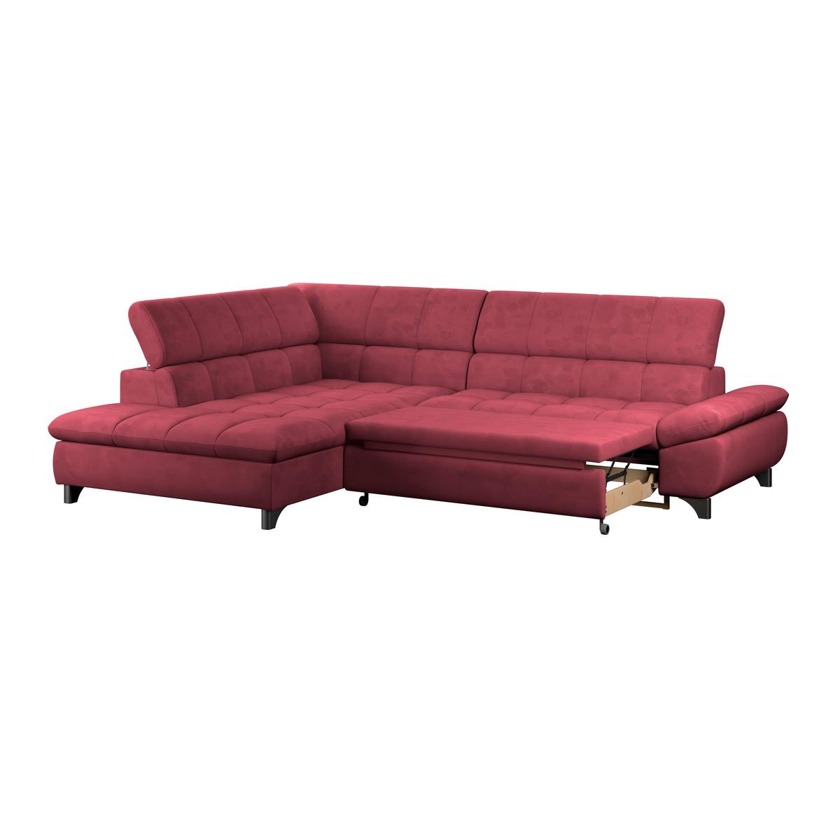 Ecksofa Gemini Chenille Rot, B: 234cm - Chromfarben/Rot, KONVENTIONELL, Textil (234/312cm)