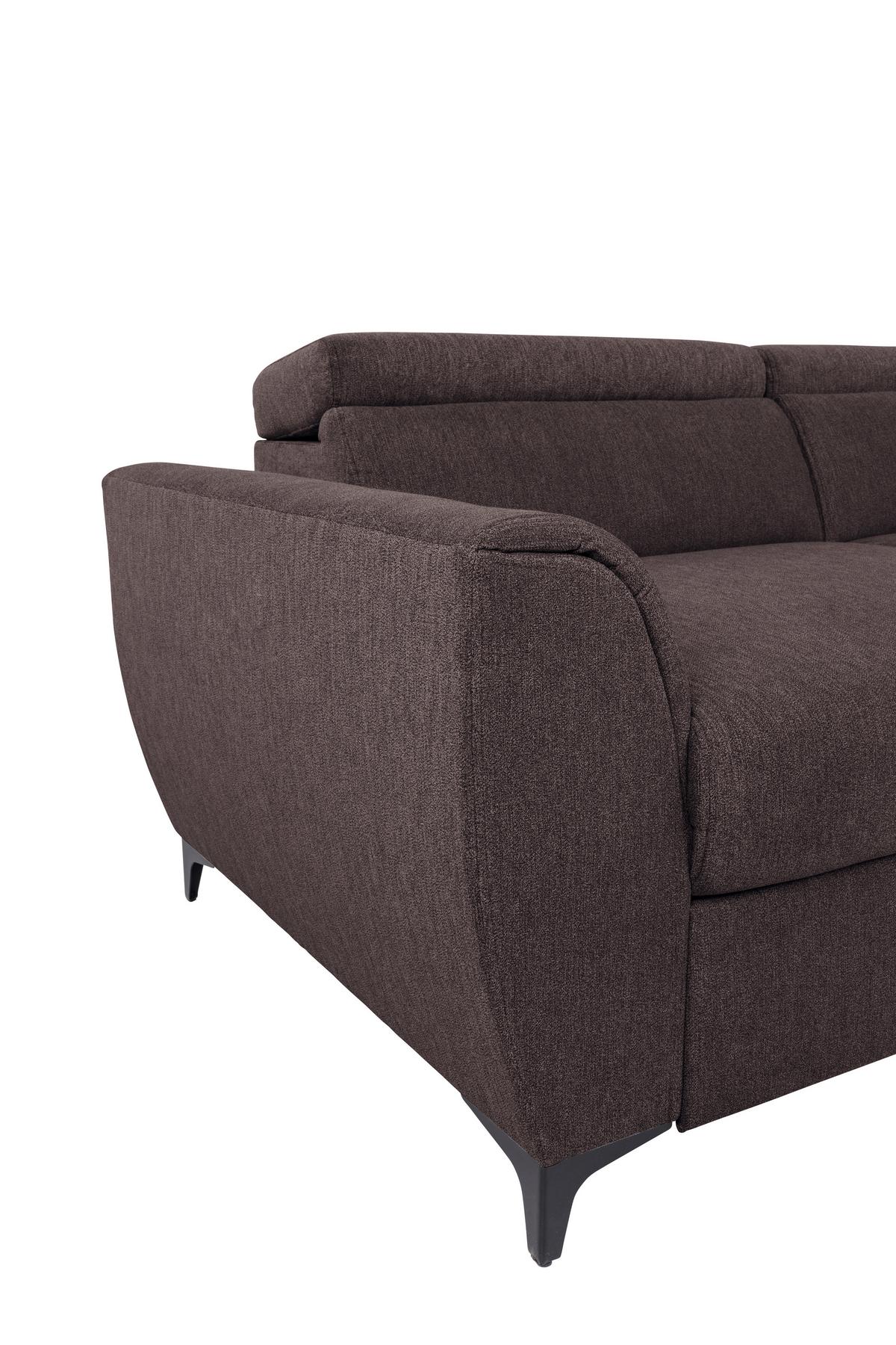 Ecksofa Lapis Dunkelbraun S: 255/217 Cm - Dunkelbraun/Schwarz, KONVENTIONELL, Textil (255/217cm) - MID.YOU