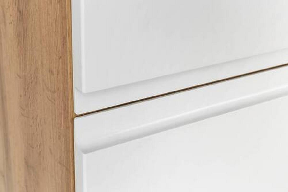 Midischrank Bad Varese B: 65 cm Weiß/Wotaneiche Dekor - Silberfarben/Eiche Wotan, MODERN, Holzwerkstoff (65/130/35cm) - Held