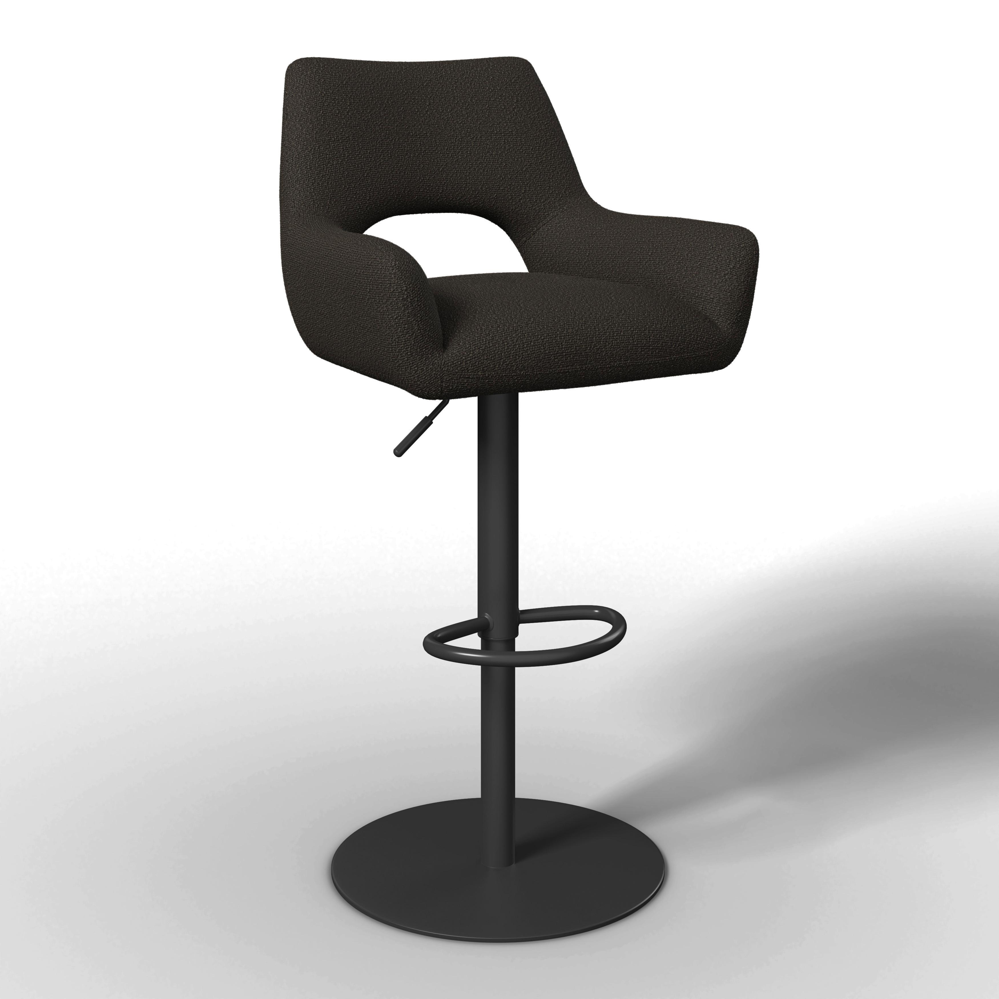 Barová stolička Tami, tmavohnedá - čierna/tmavohnedá, Modern, kov/drevo (46/82-102/51cm) - Bessagi Home