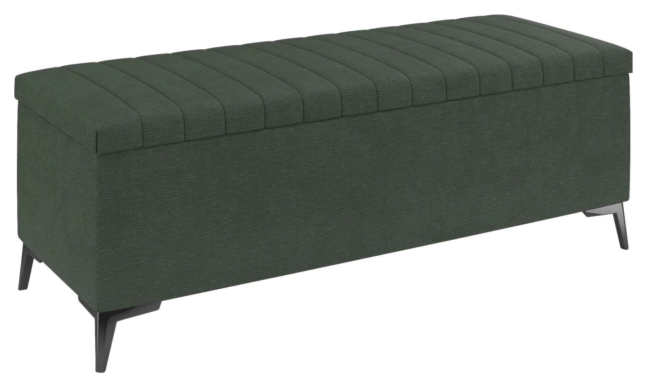 Lavica k posteli SANTI tmavozelená - čierna/tmavozelená, Modern, kov/kompozitné drevo (144/56/54cm)