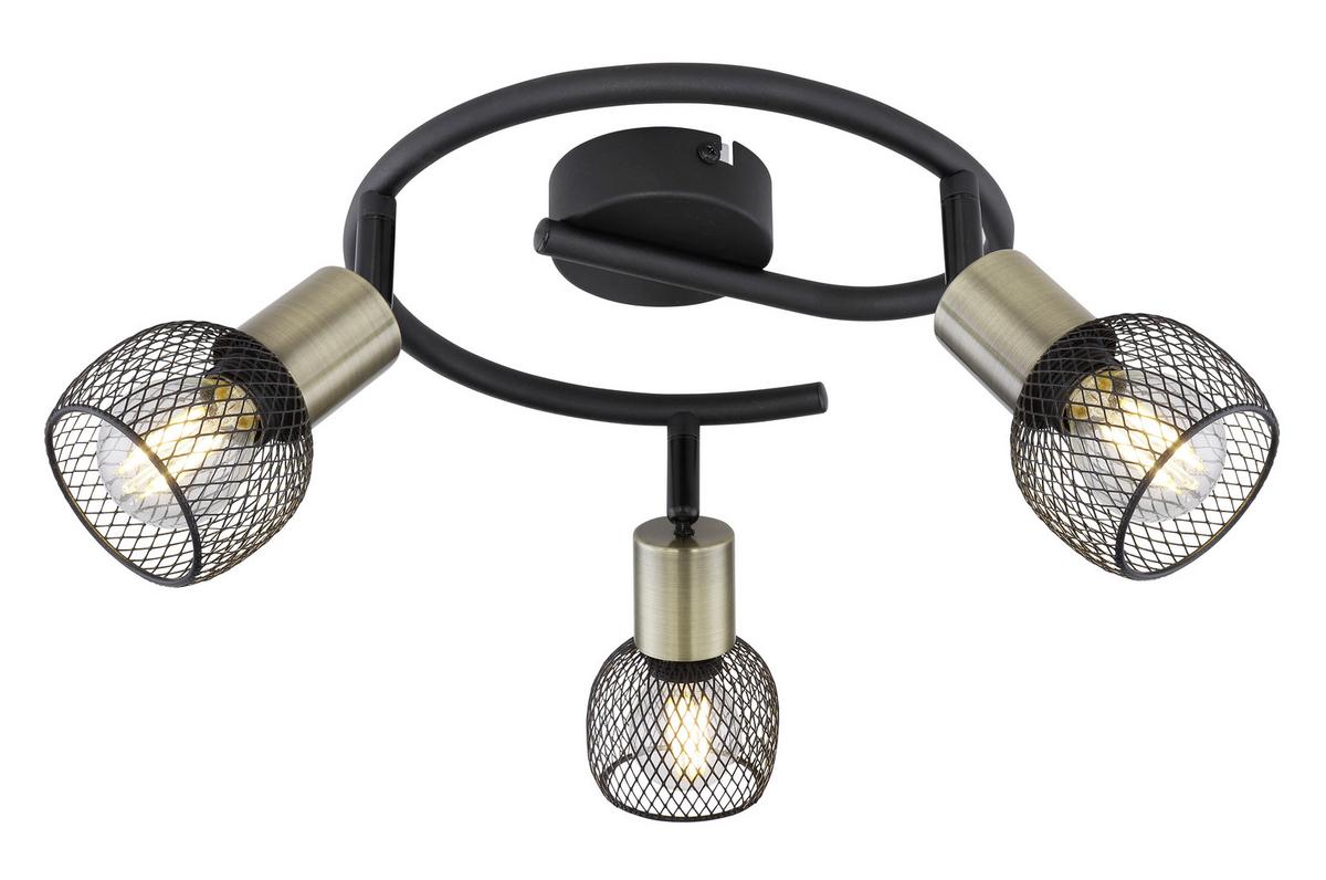 Strahler Fiastra 3-Flammig verstellbar Ø 23 cm - Schwarz, Basics, Metall (23/14cm) - Globo