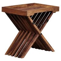 Sklápací odkladací stolík Mumbai, z masívu - farba indického palisandra, Design, drevo (60/40/57cm) - MID.YOU