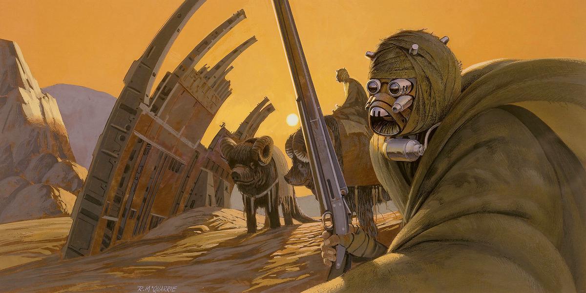 Fototapete Star Wars Tusken - Gelb/Braun, Trend, Textil (500/250cm)