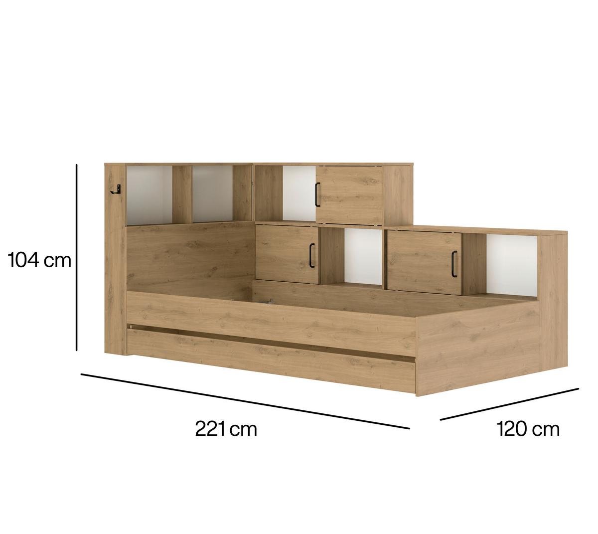 Stauraumbett Erwan - Eiche Artisan/Weiß, MODERN, Holzwerkstoff (90/200cm) - MID.YOU