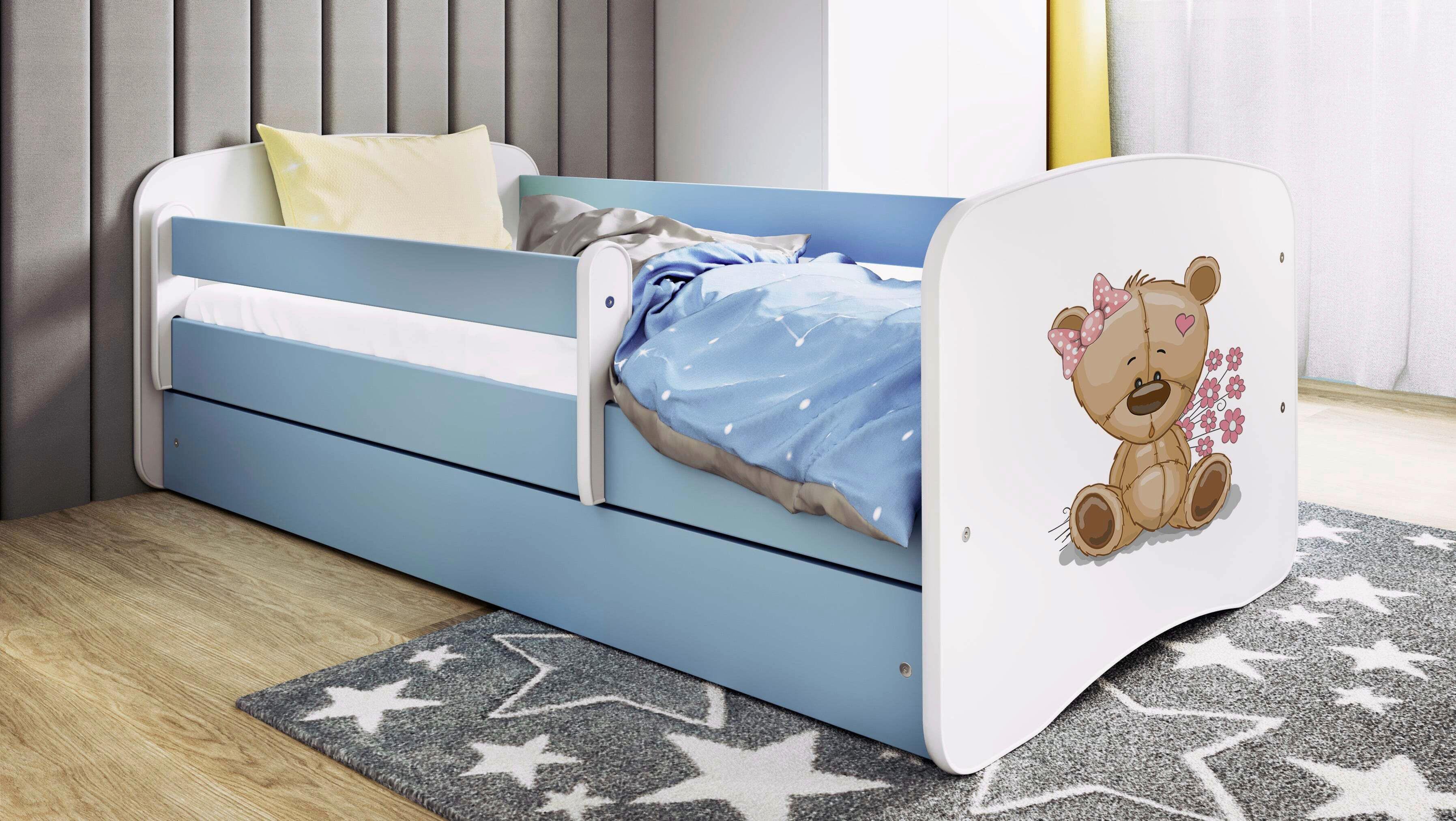 Kinder-/Juniorbett Babydreams inkl. Matratze 80x160 - Blau/Birkefarben, MODERN, Holz/Holzwerkstoff (80/160cm) - MID.YOU