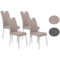 Esszimmerstuhl Andrea S Cappuccino Gepolstert 4er-Set - Chromfarben/Weiß, MODERN, Textil/Metall (43/100/64cm) - MID.YOU