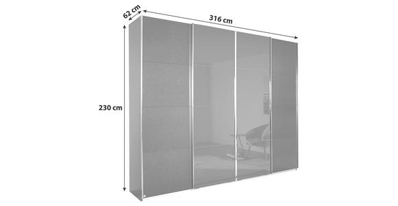 Schwebetürenschrank Glasfront 280 cm Bensheim, Hellgrau/Weiß - Eichefarben/Graphitfarben, MODERN, Holzwerkstoff (316/230/62cm) - James Wood